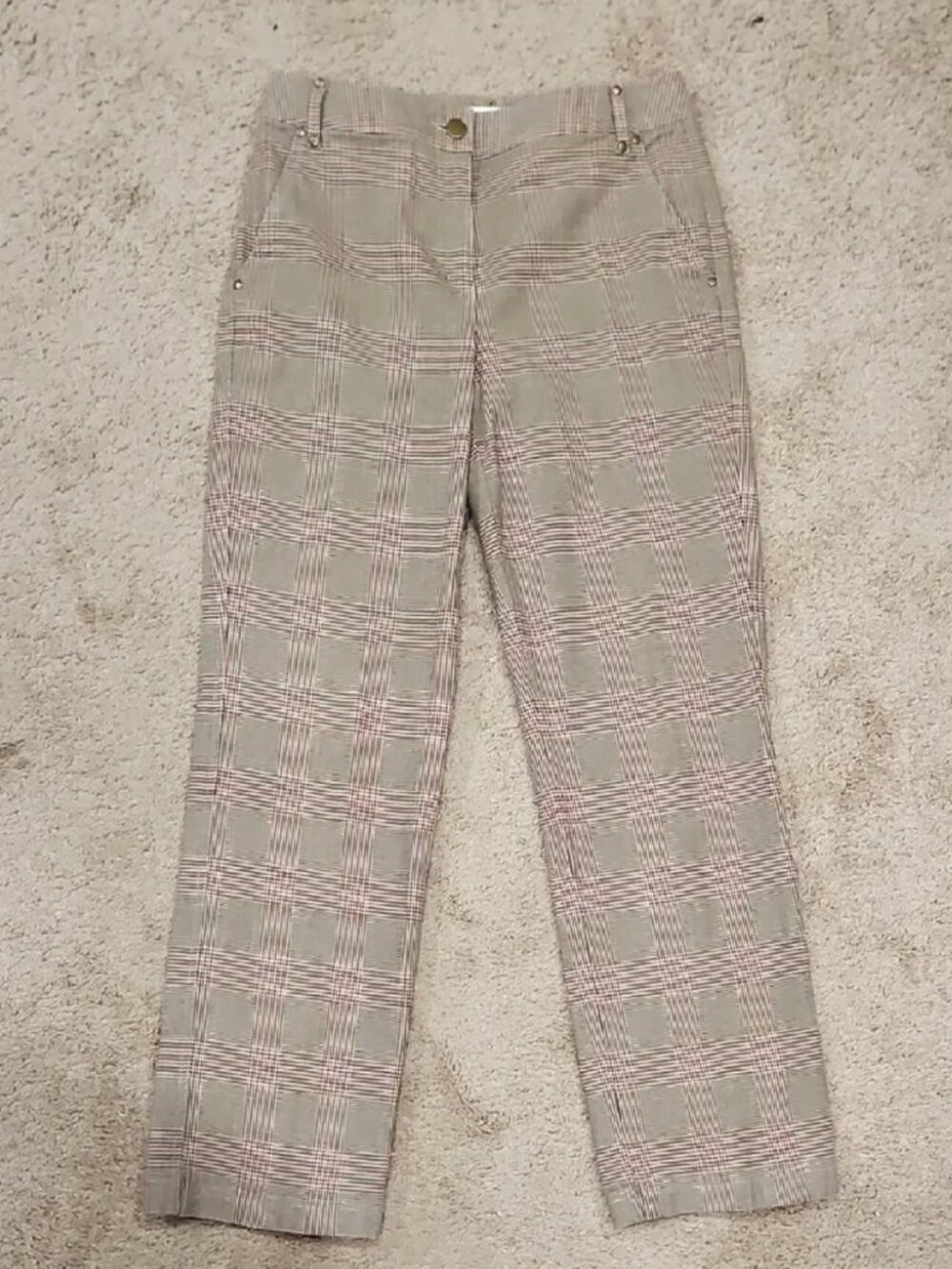 Talbots Brown Red Plaid Straight Leg Trousers Tartan Dark Academia Pants Size 8